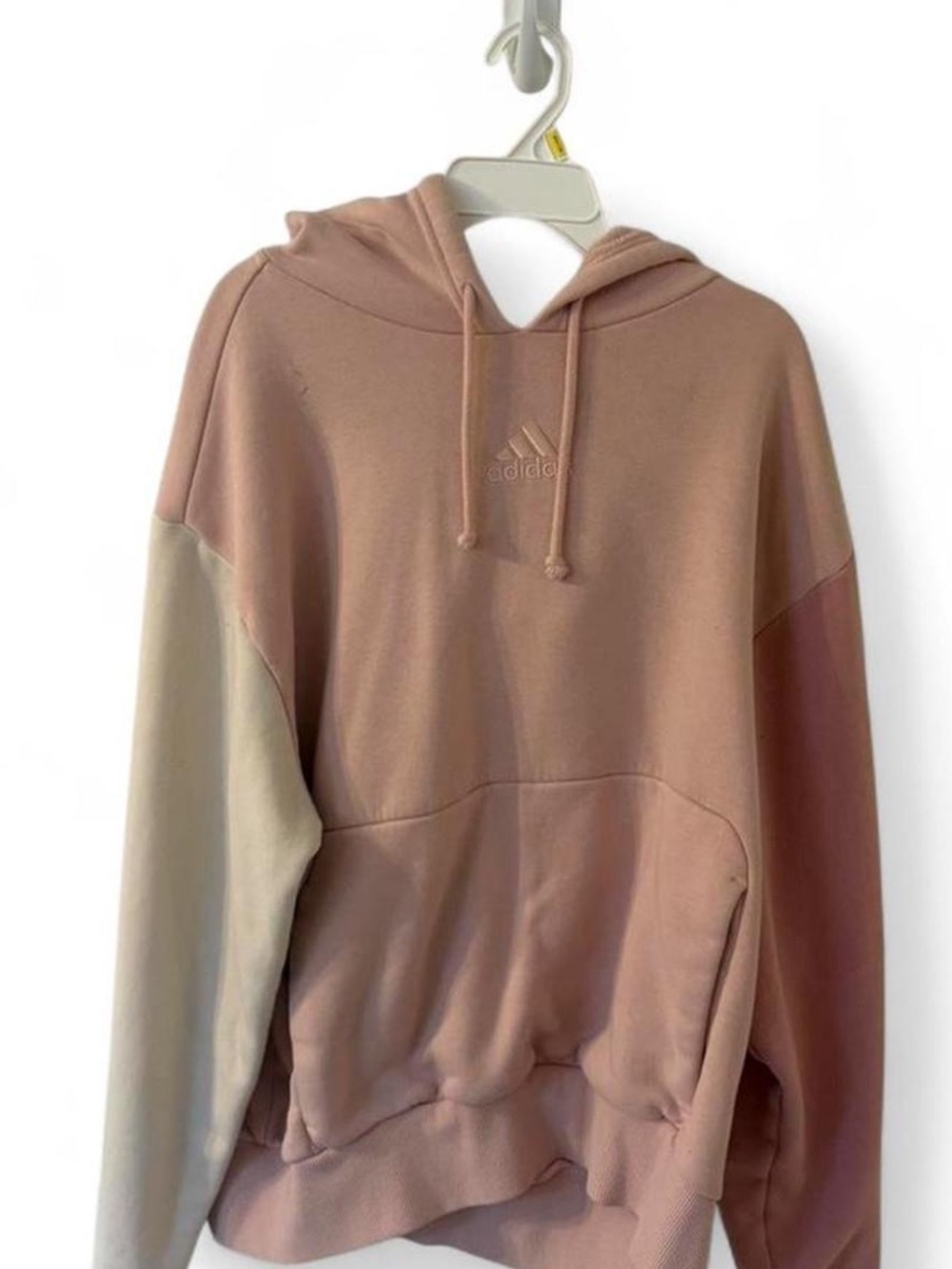 adidas Three-Tone Pullover Hoodie in Rose, Mauve & Beige